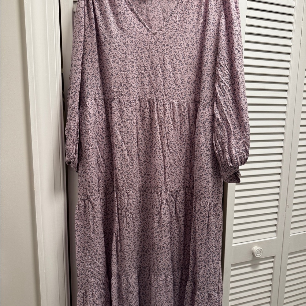 A New Day Lavender Floral Long Sleeve Dress